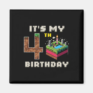 Meine 5. Geburtstags-Pixel-Spiel-4-Torte-Video-Gam Magnet