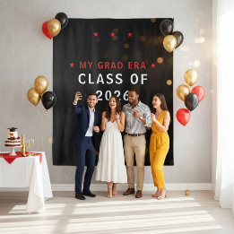 Meine Abschlussklasse 2026 Schwarz Rote Sterne Fot Wandteppich