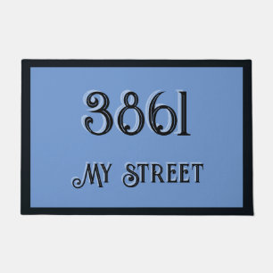 Meine Adresse auf einem Blau Fußmatte