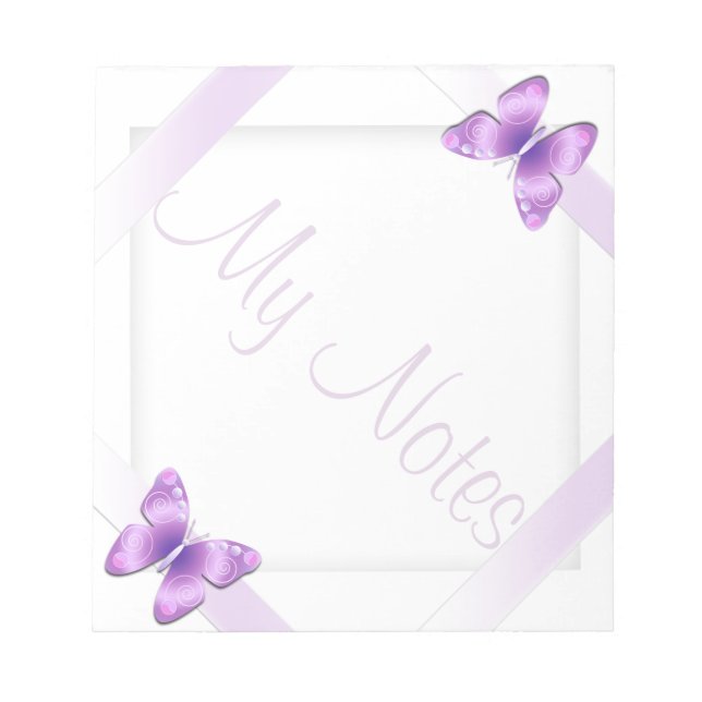 Meine Anmerkungen Girly Lavender Butterfly Notizblock (Vorderseite)