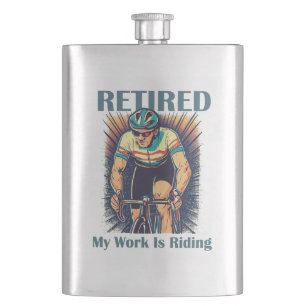 Meine Arbeit ist Fahrradfahren müde Flachmann