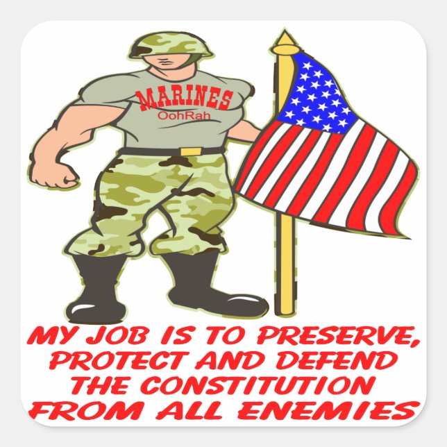 Meine Aufgabe ist es, die Verfassung zu bewahren u Quadratischer Aufkleber (Vorderseite)