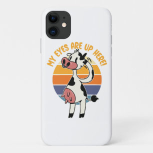 Meine Augen sind hier oben! - Funny Cow Udders Gra Case-Mate iPhone Hülle
