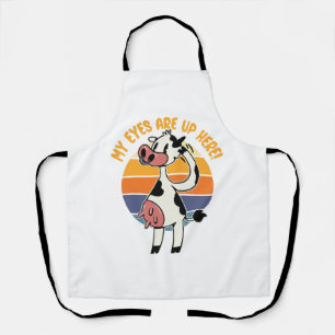 Meine Augen sind hier oben! - Funny Cow Udders Gra Schürze