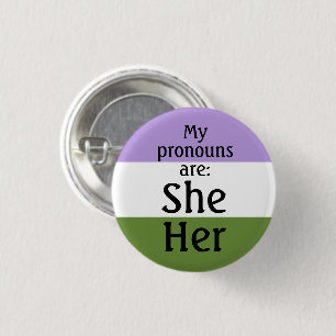Meine Aussprache lautet: Sie - Genderqueer-Flagge Button