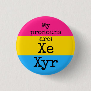 Meine Aussprache lautet: Xe Xyr - Pansexual flag Button