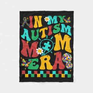 Meine Autismus-Mama Era Groovy Puzzle Piece Retro Fleecedecke