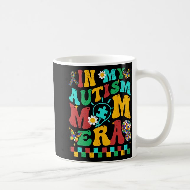 Meine Autismus-Mama Era Groovy Puzzle Piece Retro  Kaffeetasse (Rechts)