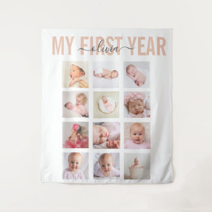 Meine Baby-Mädchen-Name des ersten Jahres 12 Foto- Wandteppich