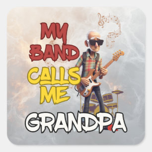 Meine Band nennt mich Opa - Tagesdesign des Vaters Quadratischer Aufkleber