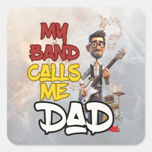 Meine Band nennt mich Vater - Vatertag Quadratischer Aufkleber