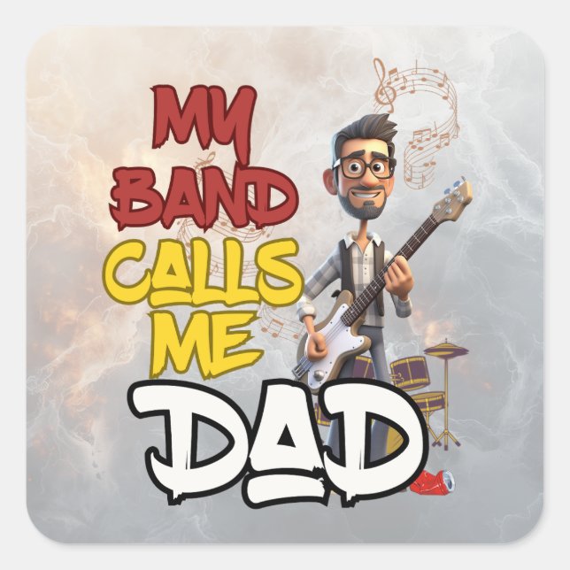 Meine Band nennt mich Vater - Vatertag Quadratischer Aufkleber (Vorderseite)