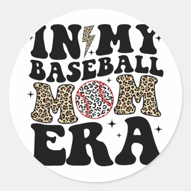 Meine Baseball-Mama Era Leopard Mama Baseball Mama Runder Aufkleber (Vorderseite)