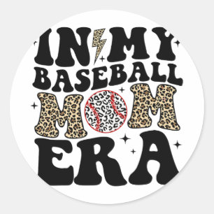 Meine Baseball-Mama Era Leopard Mama Baseball Mama Runder Aufkleber