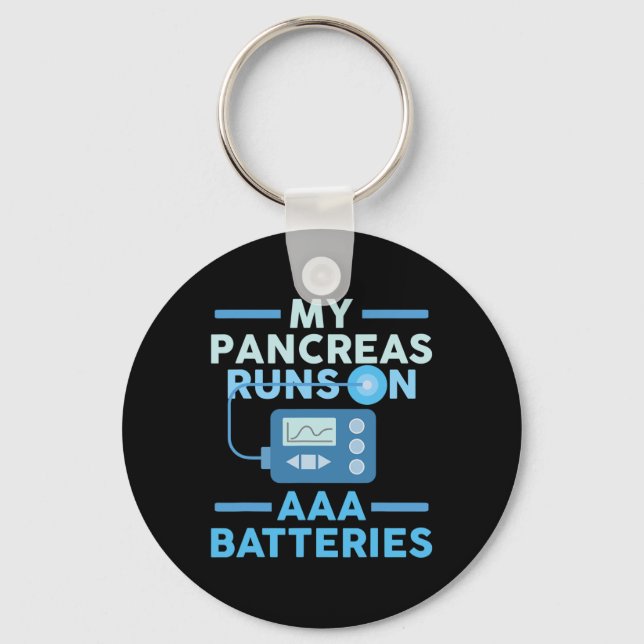Meine Bauchspeicheldrüse läuft auf AAA-Akkus Typ 1 Schlüsselanhänger (Vorderseite)