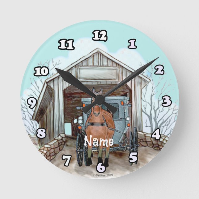 Meine bedeckte Brücke Runde Wanduhr (Vorderseite)