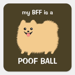 Meine BESTE FREUNDIN ist ein Poof Ball - Fluffy Sp Quadratischer Aufkleber