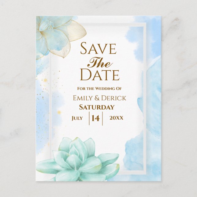 Meine Blue Sweetheart Hochzeitseinladung Postkarte (Vorderseite)