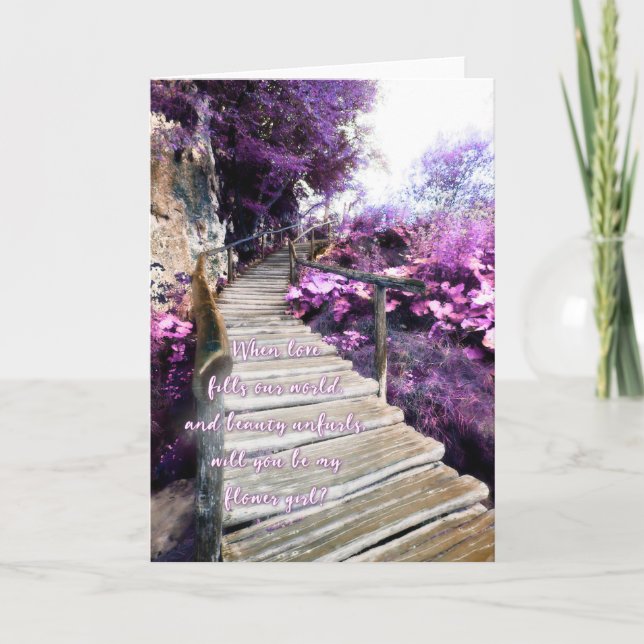 meine Blume Holzweg einladen Einladung (Vorderseite)