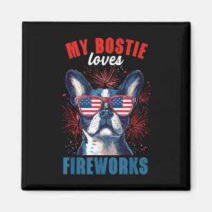 Meine Boston Terrier Lieben Feuerwerk 4. Juli Hund Magnet