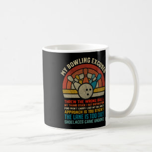 Meine Bowling-Ausreden Retro Vintage Lustiger Bowl Kaffeetasse
