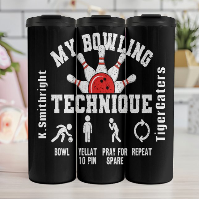 Meine Bowling-Technik Funny Graphic Thermosbecher (Von Creator hochgeladen)