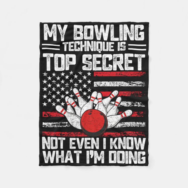 Meine Bowling-Technik ist hochgeheim, lustiger Bow Fleecedecke (Vorderseite)