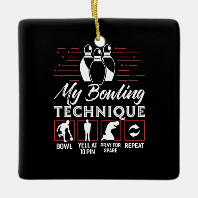Meine Bowling-Technik Keramikornament (Vorderseite)