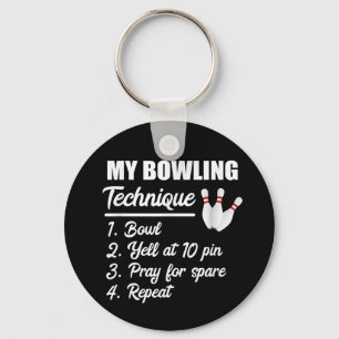 meine Bowling Technik Schüssel auf 10 Button beten Schlüsselanhänger