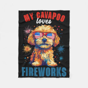 Meine Cavapoo Lieben Feuerwerk 4. Juli Patriotic D Fleecedecke