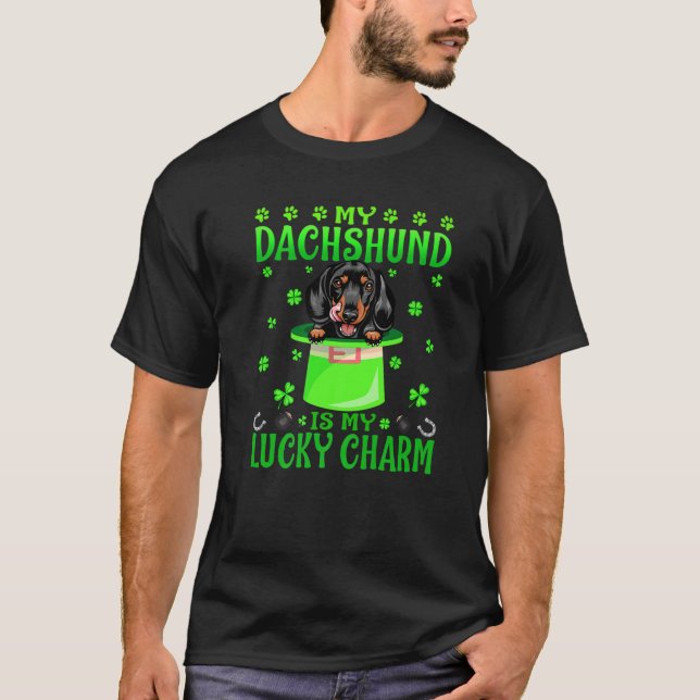 Meine Dackel ist mein Glücksbringer St. Patrick's  T-Shirt (Vorderseite)