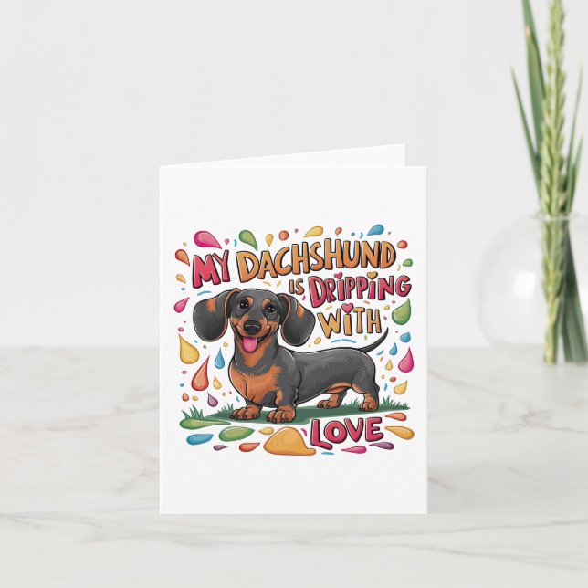 Meine Dackel trinkt mit Liebe Einladung (Vorderseite)