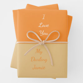 Meine Darling I Liebe Sie Elegant Script Orange Geschenkpapier Set