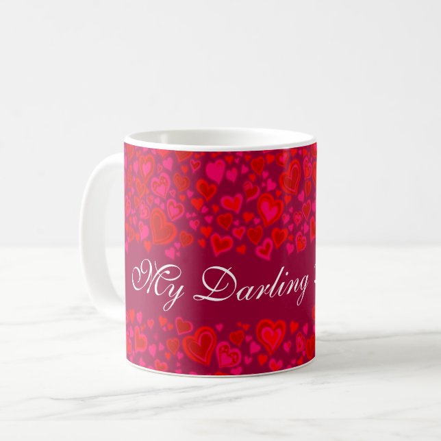 Meine Darling Valentinherzen rosa Tasse (Vorderseite Links)