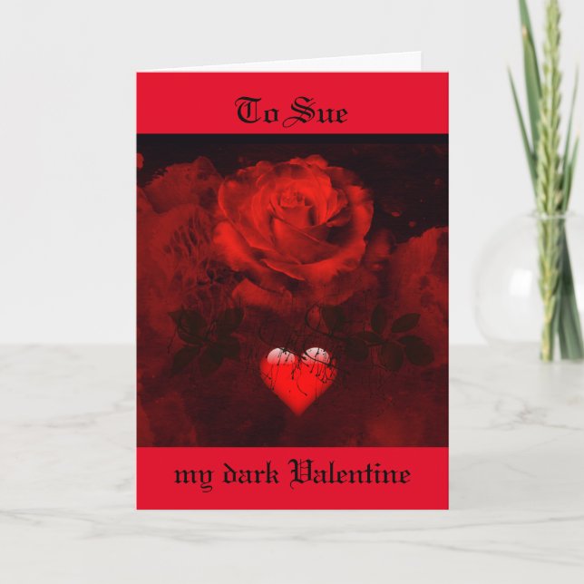 Meine dunkle Valentine-rote Rose Karte (Vorderseite)