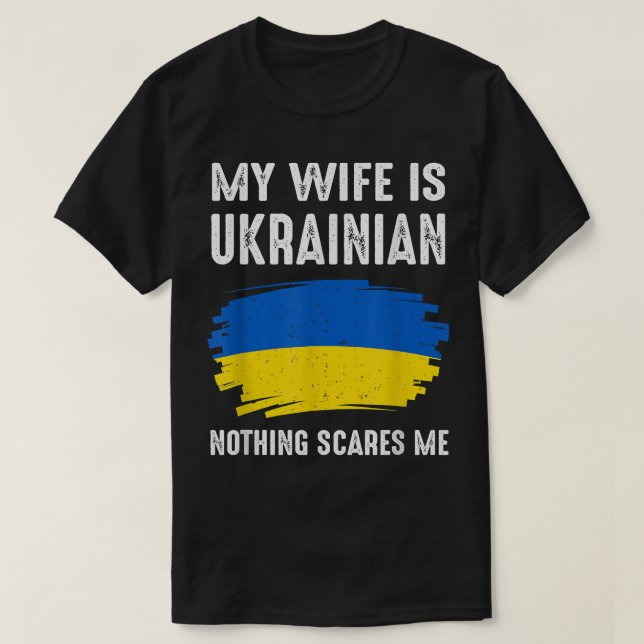 Meine Ehefrau ist die ukrainische Stolperflagge Er T-Shirt (Design vorne)