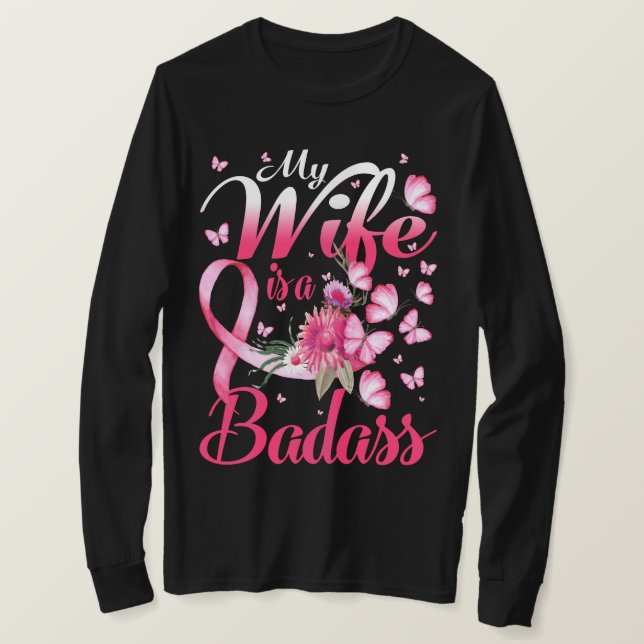 Meine Ehefrau ist ein Badass-Brustkrebs T-Shirt (Design vorne)
