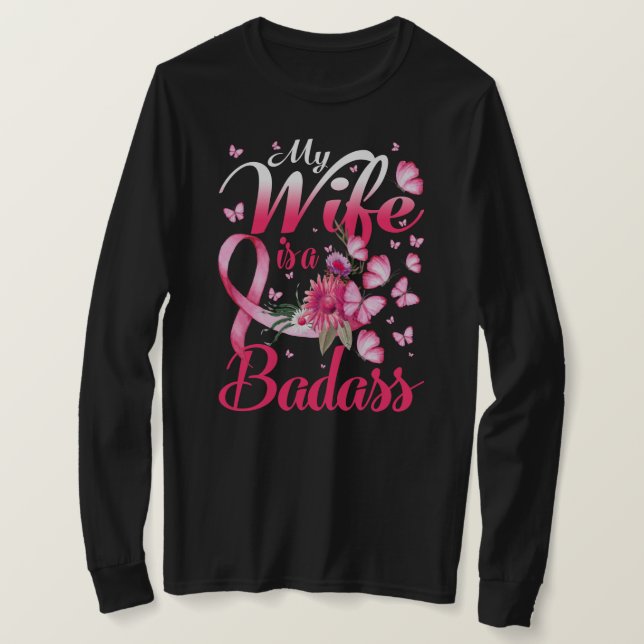 Meine Ehefrau ist ein Badass-Brustkrebs T-Shirt (Design vorne)