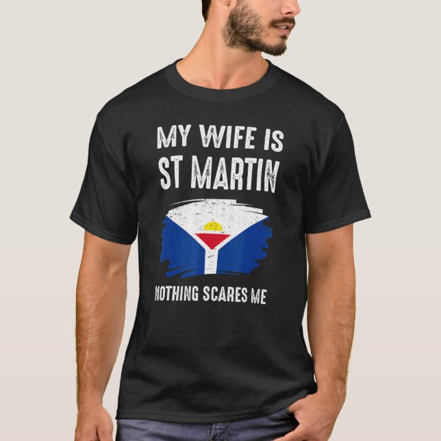 Meine Ehefrau ist St Martin Saint Martin Flag Heri T-Shirt (Vorderseite)
