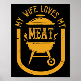 Meine Ehefrau Liebe meine Meetings Funny Pun Grill Poster