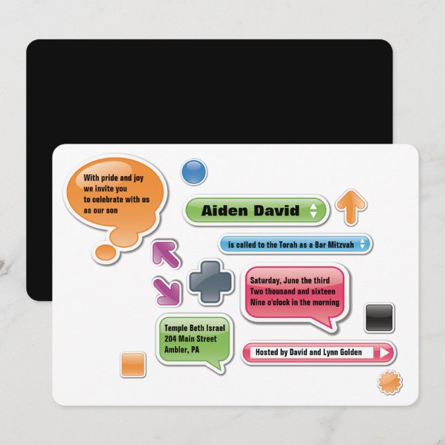 MEINE ELTERN SIND LAME Bat Bar Mitzvah Einladung (Vorne/Hinten)