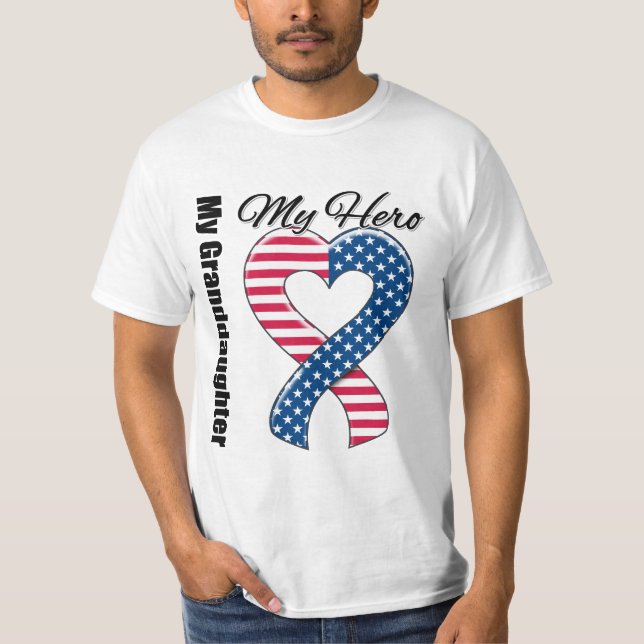 Meine Enkelin mein Held patriotisches USA-Band T-Shirt (Vorderseite)