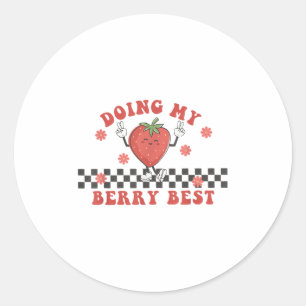Meine Erdbeer-Beeren-Motivation Insred Groovy Runder Aufkleber