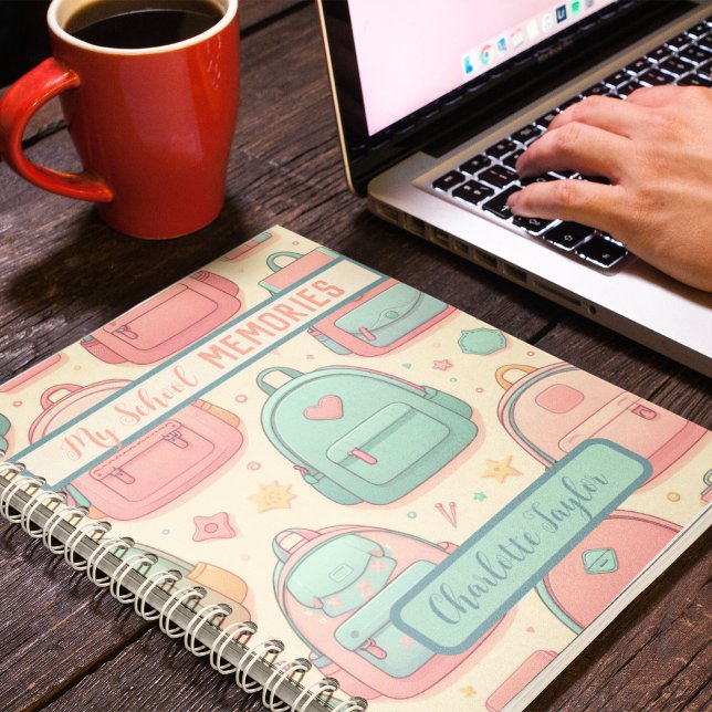 Meine Erinnerungen individuelle Name Rucksäcke Spi Notizbuch (My School Memories custom name backpacks Spiral Notebook)