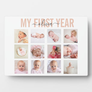 Meine erste Baby-Jahr-Foto-Collage für Mädchen 12  Fotoplatte