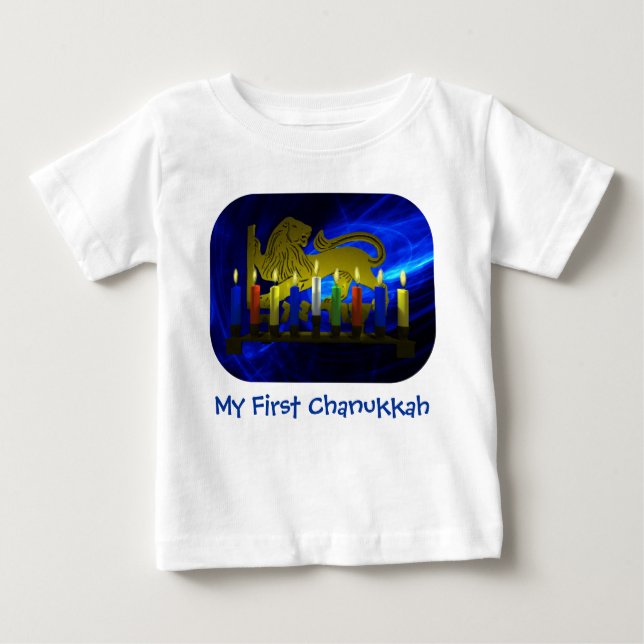 Meine erste Chanukkah Brass Lion Menorah Baby T-shirt (Vorderseite)