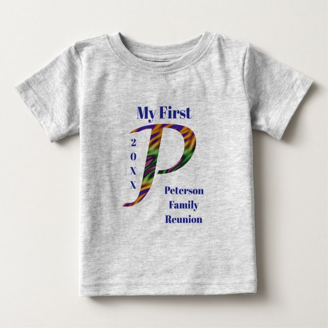 Meine erste Familie Wiedersehen Keepake Letter P M Baby T-shirt (Vorderseite)
