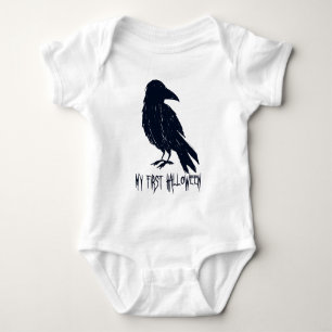 Meine erste Halloween-Black Crow-Silhouette Baby Strampler
