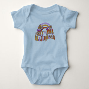 Meine erste halloween, bunte Retro-Boho-Typografie Baby Strampler