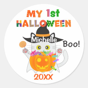 Meine erste Halloween-Geisterkatze Runder Aufkleber